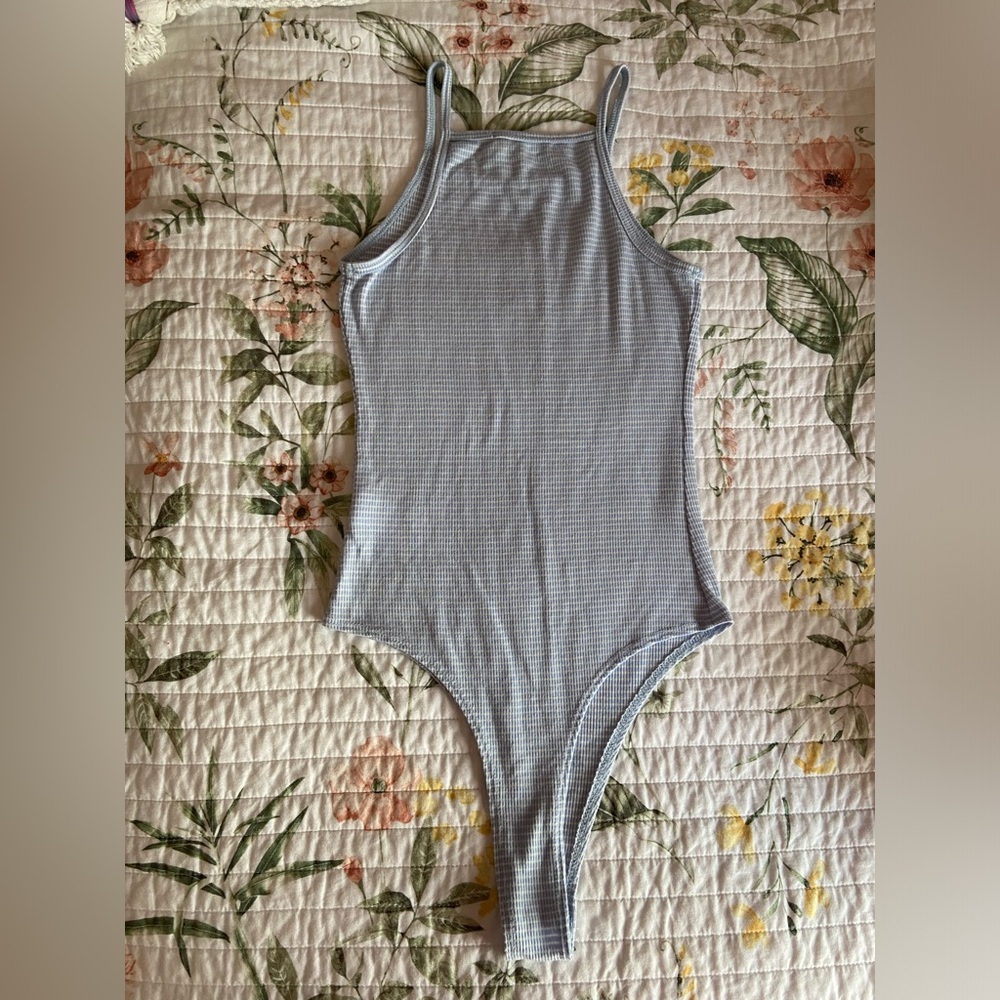 High Neck Striped Bodysuit